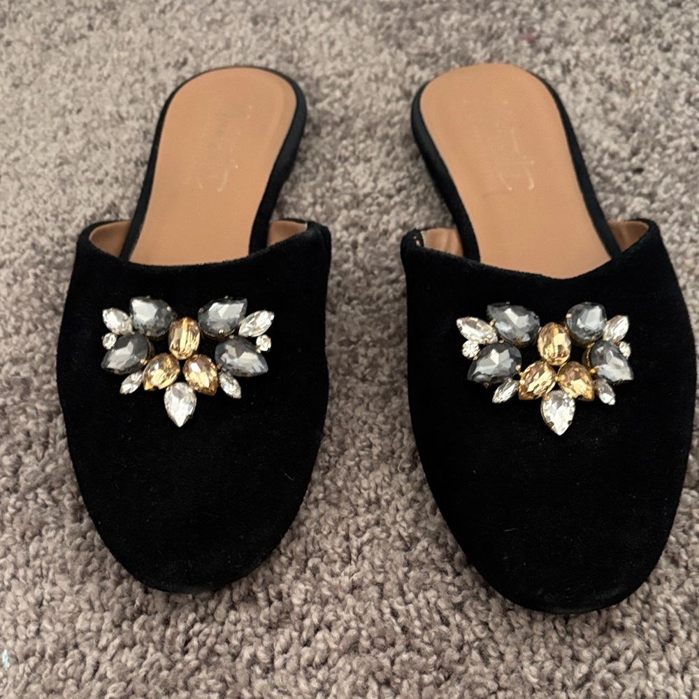 Nanette Lepore Black Mules with Jewel Embellishments